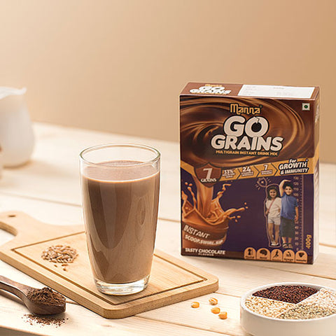 Go Grains Chocolate - Instant healthy millet drink - 7 Grains - 24 vitamins & Minerals - 200g