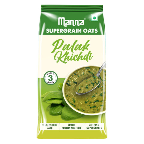 Manna Classic Masala Oats with Millets & Supergrain (Palak Khichidi Flavour) | No Palm Oil & Transfat | Rich in Fibre and Protein 450g