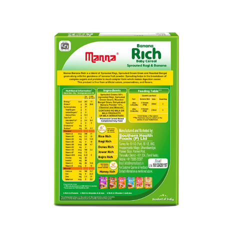 Banana Rich 200g - Baby Food (6+Months) Sprouted Ragi & banana - 100% Natural Health Mix