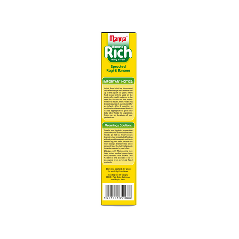 Banana Rich 200g - Baby Food (6+Months) Sprouted Ragi & banana - 100% Natural Health Mix