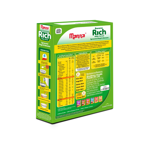 Banana Rich 200g - Baby Food (6+Months) Sprouted Ragi & banana - 100% Natural Health Mix