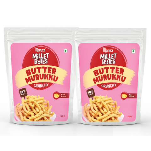 Millet Bytes- Butter Murukku | Snacks | Pack of 2- 300g