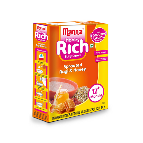 Honey Rich - Baby Food (6+Months) Sprouted Ragi with Honey powder - 100% Natural Health Mix