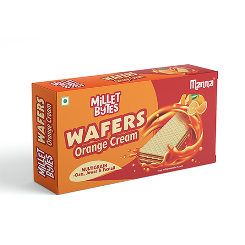 Manna Millet Bytes Multigrain Wafers with Millets | Treat Waffy of Orange | 75g