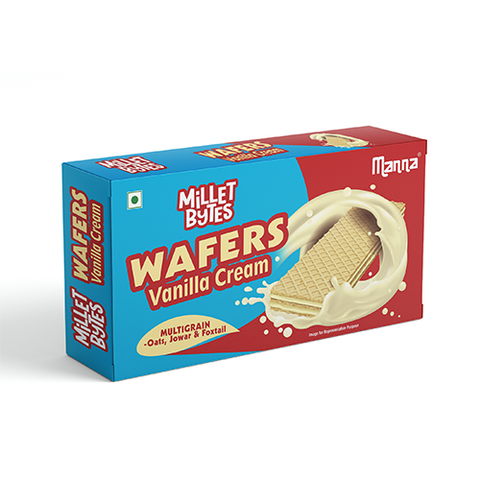 Manna Millet Bytes Multigrain Wafers with Millets | Treat Waffy of Vanilla | 75g