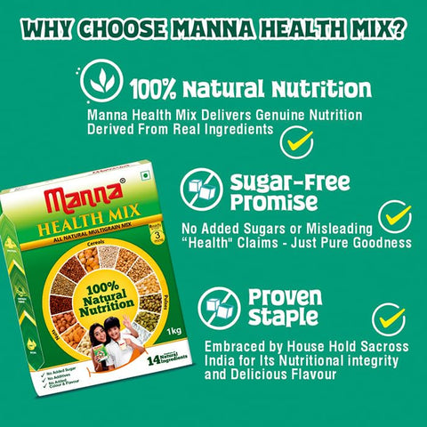 Manna Health Mix and Manna Date Powder Combo Pack | All Natural Kids Nutrition Drink + All Natural Sweetner For Kids