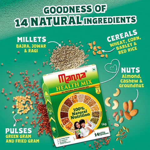 Manna Health Mix and Manna Date Powder Combo Pack | All Natural Kids Nutrition Drink + All Natural Sweetner For Kids