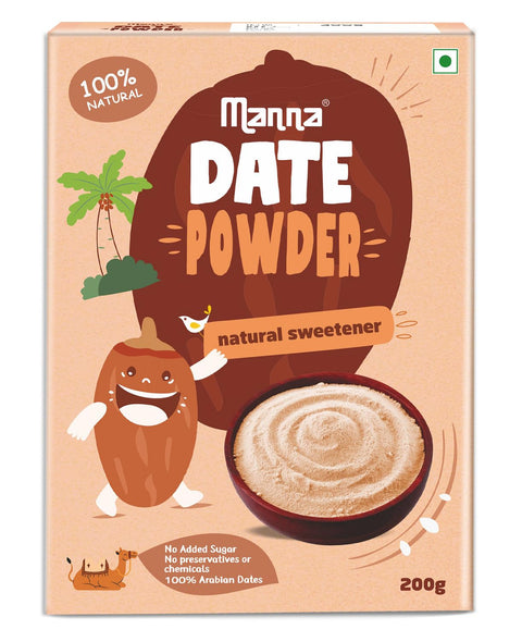 Manna Date Powder Natural Sweetner for Kids | 100% Arabian Dates | No Added Sugar, Preservatives or Chemicals