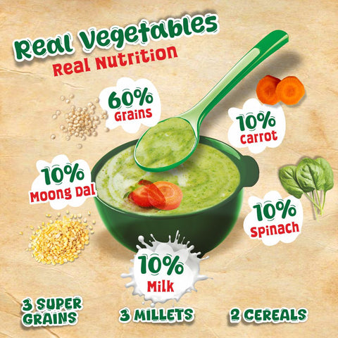 Health Mix Instant Baby Cereal Spinach, Carrot and Dal 200g