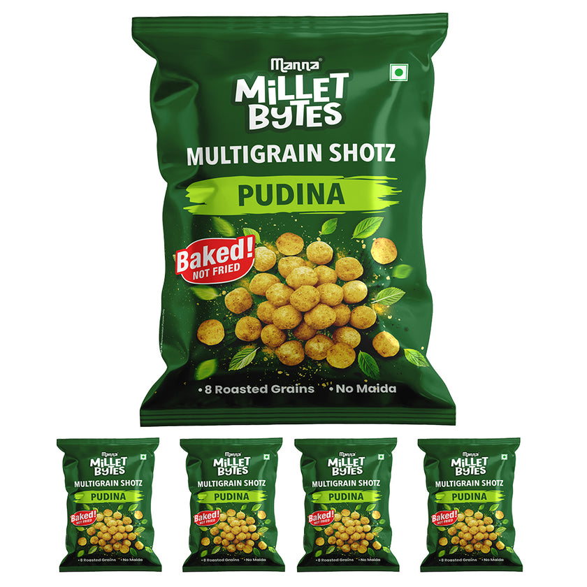 Manna Millet Bytes Multigrain Shotz Baked No Maida Puff Snack Pudi