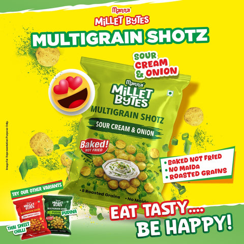 Millet Bytes Sour Cream & Onion 175g Pack of 5 and Masala Oats Classic 450g Combo