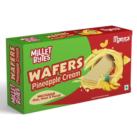 Manna Millet Bytes Multigrain Wafers with Millets |  Treat Waffy of Pineapple | 75g