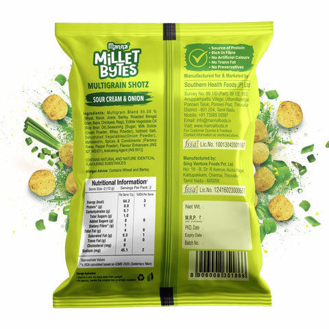 Millet Bytes Sour Cream & Onion 175g Pack of 5 and Masala Oats Classic 450g Combo