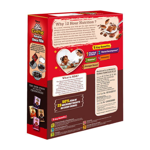 Manna Multigrain Choco Fills Breakfast Cereal for Kids 450g | Millets, Quinoa, Amaranth | Go Grains Crunchies