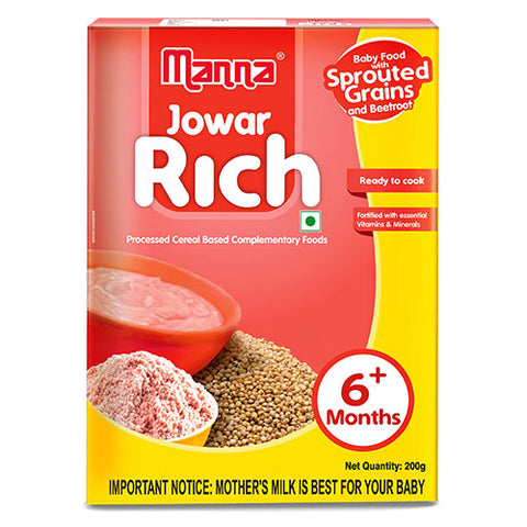 Jowar Rich 200g - Baby Food (6+Months) Sprouted Jowar with Beetroot Powder - 100% Natural Health Mix(UAE)
