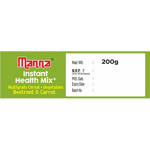 Manna Health Mix Instant - Beetroot & Carrot with Milk | Multigrain Cereal Made with Real Vegetables and 7 Supergrains and Millets. No Added Sugar, No Artificial Color & Flavors 200g