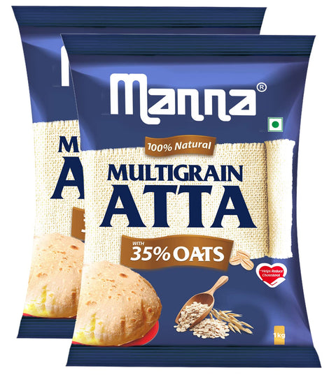 Multigrain Atta with 35% Oats I Diabetic friendly I Helps Reduce cholesterol - 2kg  (Pack of 2)