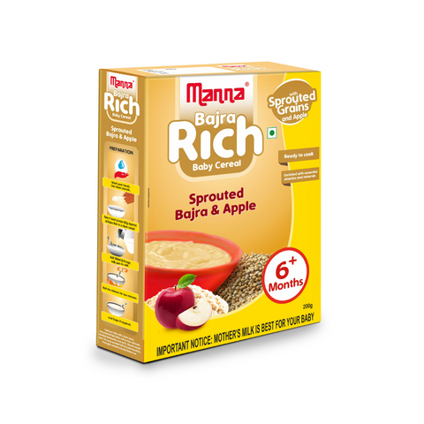 Bajra Rich 200g - Baby Food (6+Months) Sprouted Bajra with Apple Powder - 100% Natural Health Mix(Singapore)