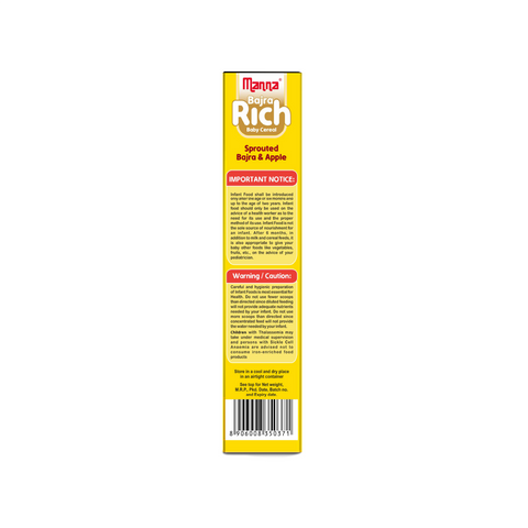Bajra Rich 200g - Baby Food (6+Months) Sprouted Bajra with Apple Powder - 100% Natural Health Mix(Singapore)