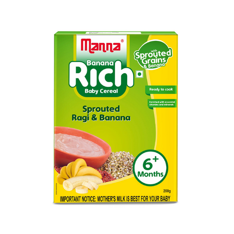 Banana Rich 200g - Baby Food (6+Months) Sprouted Ragi & banana  - 100% Natural Health Mix(US)