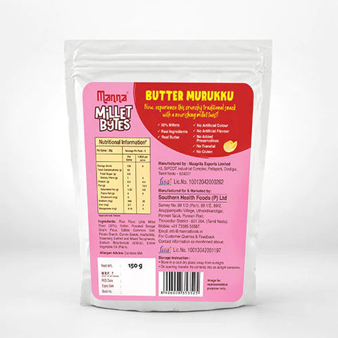 Millet Bytes- Butter Murukku | Snacks | Pack of 2- 300g