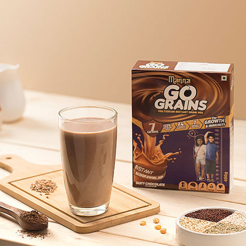 Go Grains Chocolate - Instant healthy millet drink - 7 Grains - 24 vitamins & Minerals - 400g
