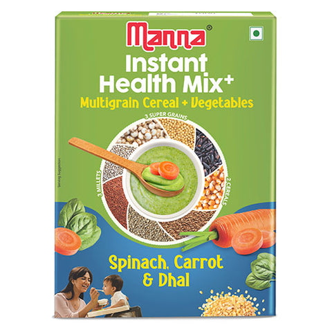 Instant Health Mix- Combo | Banana, Dates, Honey & Spinach, Carrot, Daal | multigrain baby food I -400g