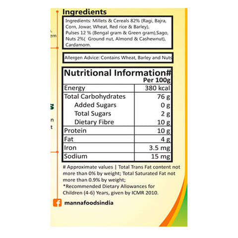 Manna Health Mix - 300g | Multigrain Health Drink |100% Natural Nutrition | Sathu Maavu | Porridge Mix