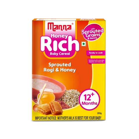 Honey Rich - Baby Food (6+Months) Sprouted Ragi with Honey powder  - 100% Natural Health Mix