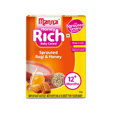 Honey Rich - Baby Food (6+Months) Sprouted Ragi with Honey powder  - 100% Natural Health Mix(US)