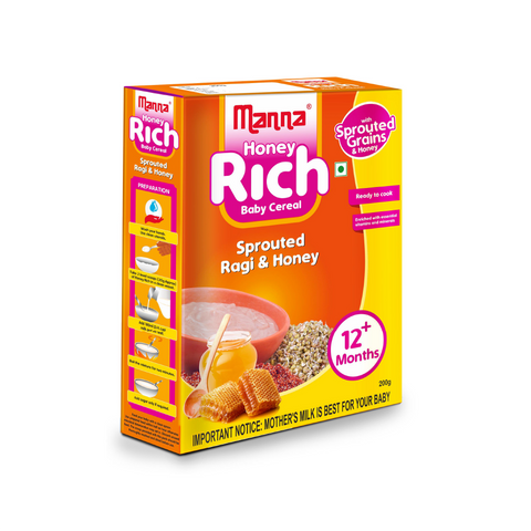 Honey Rich - Baby Food (6+Months) Sprouted Ragi with Honey powder  - 100% Natural Health Mix(Singapore)