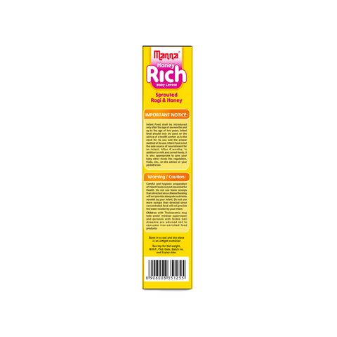 Honey Rich - Baby Food (6+Months) Sprouted Ragi with Honey powder  - 100% Natural Health Mix