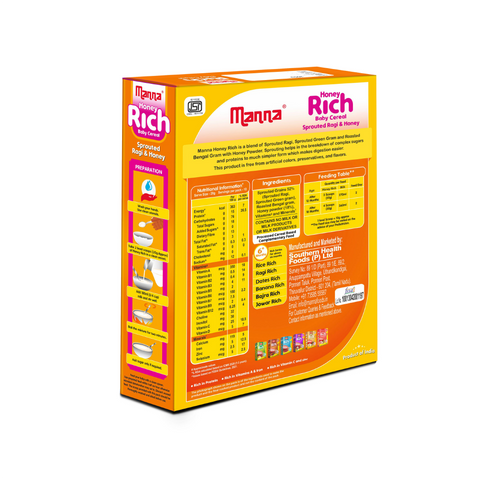 Honey Rich - Baby Food (6+Months) Sprouted Ragi with Honey powder  - 100% Natural Health Mix