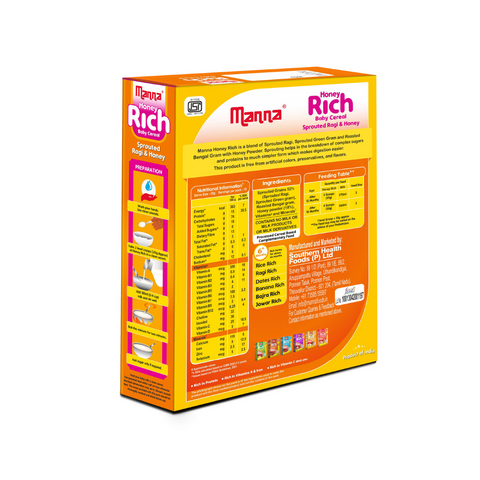Honey Rich - Baby Food (6+Months) Sprouted Ragi with Honey powder  - 100% Natural Health Mix(US)