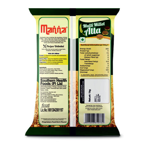 Multi Millet Atta - 25% millets I Diabetic friendly I Low GI I High protein & Fiber - 1kg