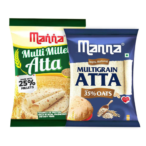 Healthy Atta Combo I Manna Multi Millet Atta 1 kg + Multigrain Atta 1kg