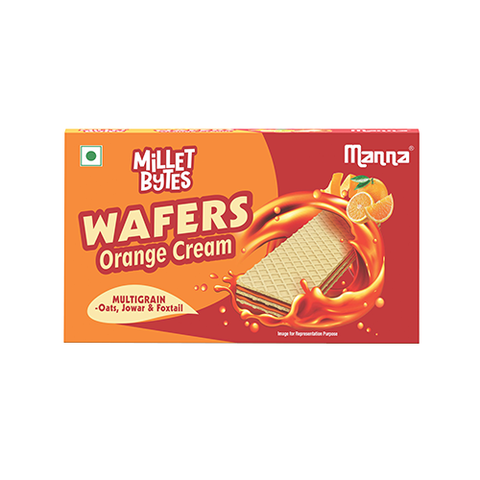 Manna Millet Bytes Multigrain Wafers with Millets | Treat Waffy of Orange | 75g