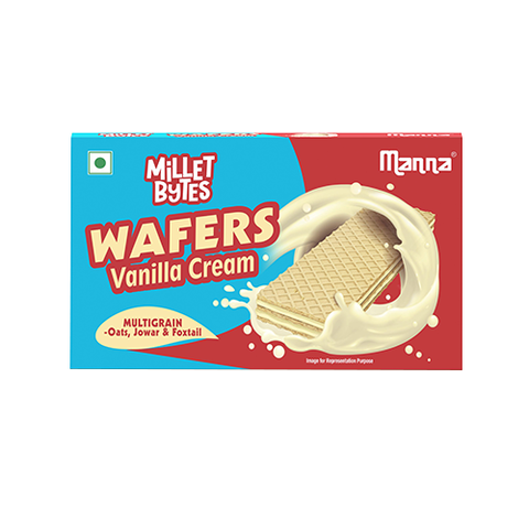 Manna Millet Bytes Multigrain Wafers with Millets | Treat Waffy of Vanilla | 75g