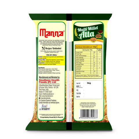 Multi Millet Atta - 25% millets I Diabetic friendly I Low GI I High protein & Fiber - 1kg