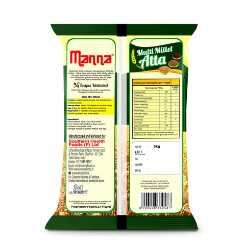 Multi Millet Atta - 25% millets I Diabetic friendly I Low GI I High protein & Fiber - 1kg