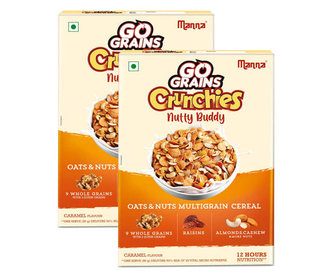 Oats & nuts Multigrain Cereal for kids - Real nuts Caramel flavour - Pack of 2 - 600g