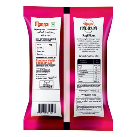 Ragi Flour - 100% Natural- Rich in Dietary fibre & Calcium