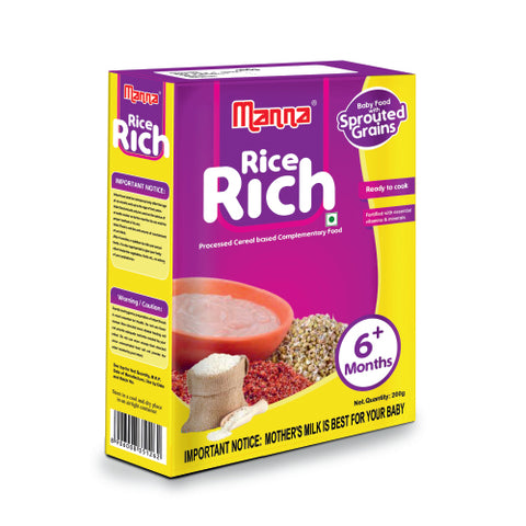 Rice Rich 200g - Baby Food (6+Months) Sprouted Ragi & Rice - 100% Natural Health Mix