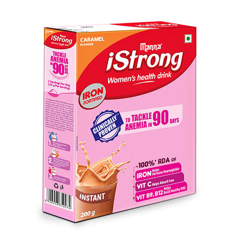 iStrong Women drink -  Clinically Proven to Tackle Anemia in 90 Days - Caramel Flavour 200g